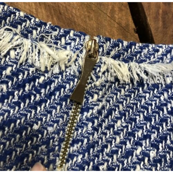 $358 Kate Spade New York Graphic Tweed Tunic Mini Dress Blue White Fringe 4 - Picture 4 of 12